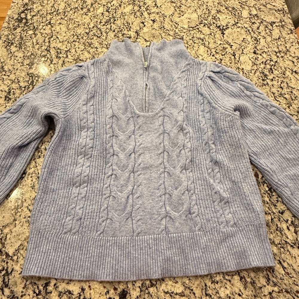 LOFT Light Blue Cable Knit Turtleneck Sweater